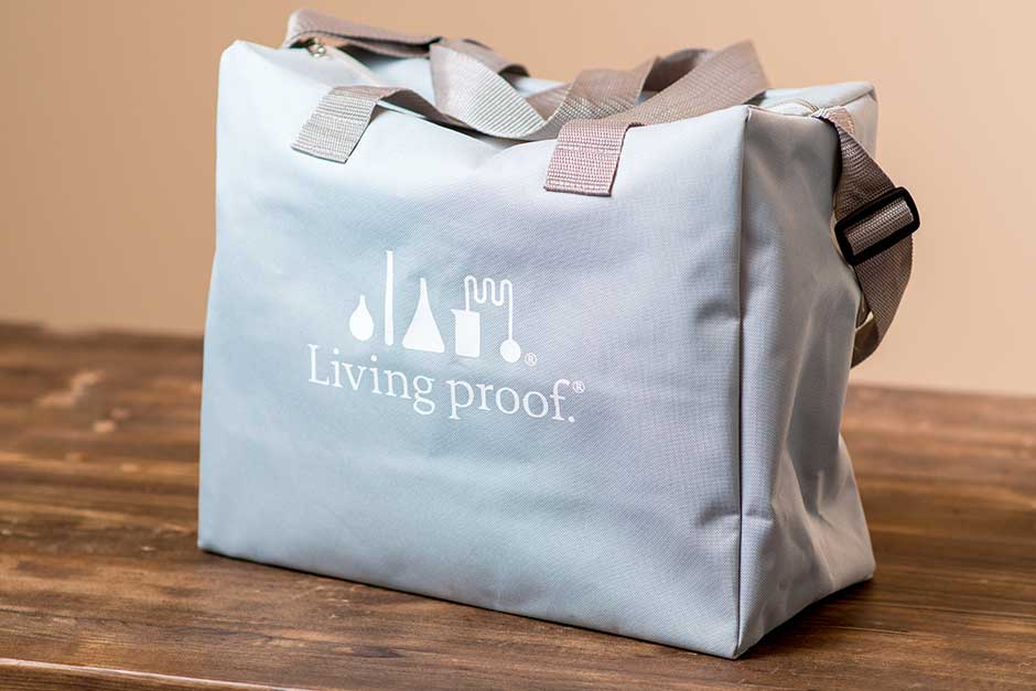 living proof printed bag promo